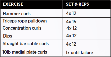 arms workout table