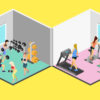 animated image of men and women in a gym