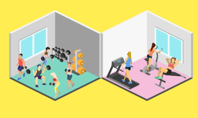 animated image of men and women in a gym