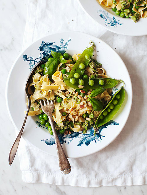 Chickpea Pasta With Basil-pea Pesto