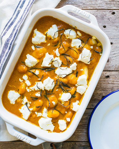 Pumpkin Goat Cheese Baked Gnocchi