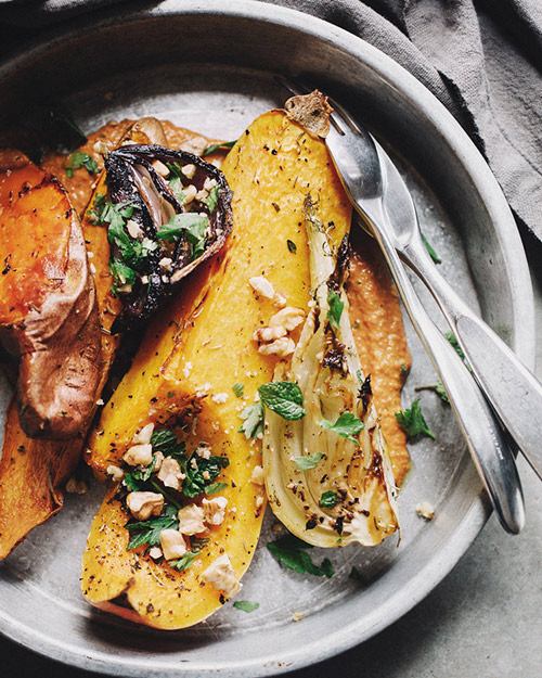 Roasted Vegetable Plate With Red Pepper Spread