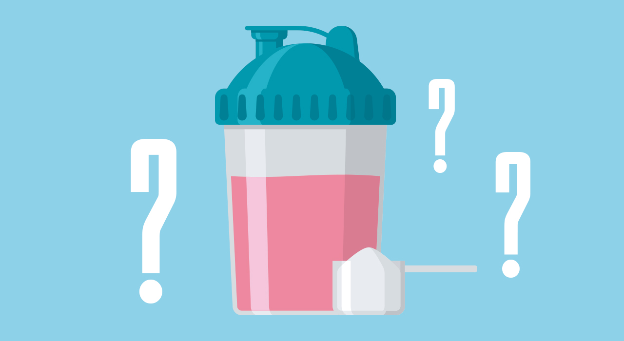 animated protein shaker with question marks around it