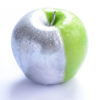 a half green half silver apple