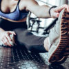 woman stretching in the gym