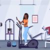 animated picture of a woman in the gym working out