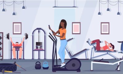 animated picture of a woman in the gym working out