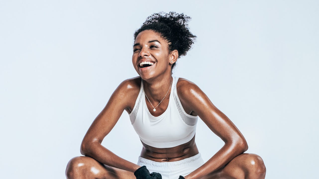 Woman relaxing during workout