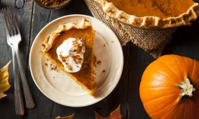 pumpkin pie slice with cream