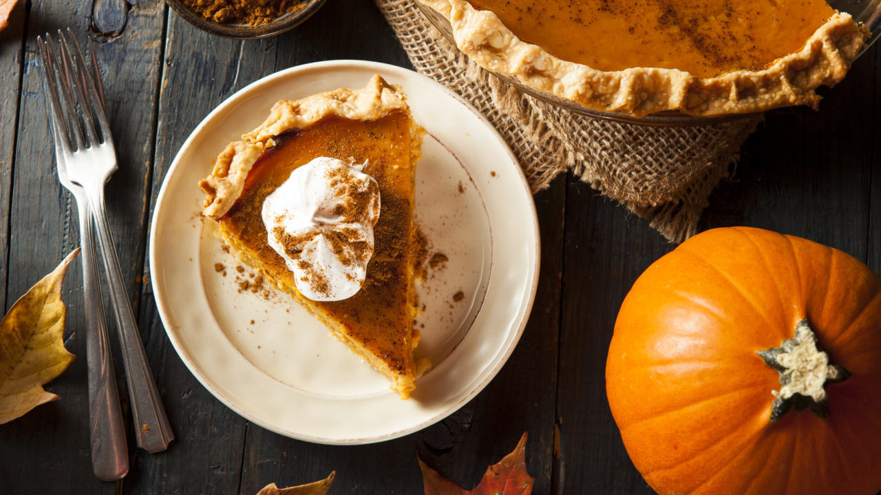 pumpkin pie slice with cream