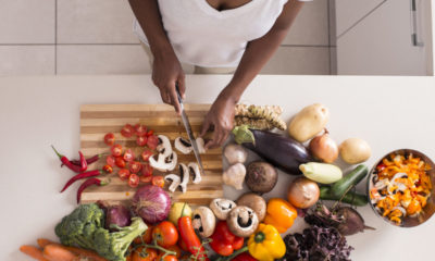 woman cutting vegetables